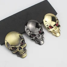Halloween 3D Metal Skull Car Sticker Cool Motorcycle Truck Emblem Decals Racing Badge Auto Decoration Car Styling Accessories 2pcs 3d metal chrome auto car stickers skull emblem badge decals car body sticker accessories for jeep cherokee car styling