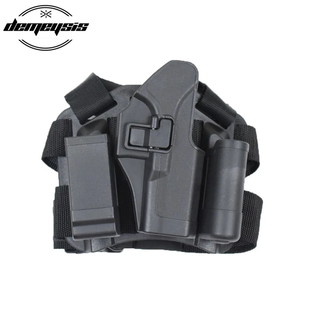 Tactical Right Leg Thigh Holster w/ Magazine Torch Pouch Glock 17 19 22