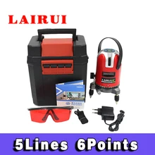 Lairui, 5 линий, 6 точек, лазерный уровень, функция наклона, 360, поворотный, самонивелирующийся, открытый, ЕС, 635 нм, корсс, линия, лазерный уровень, инструменты