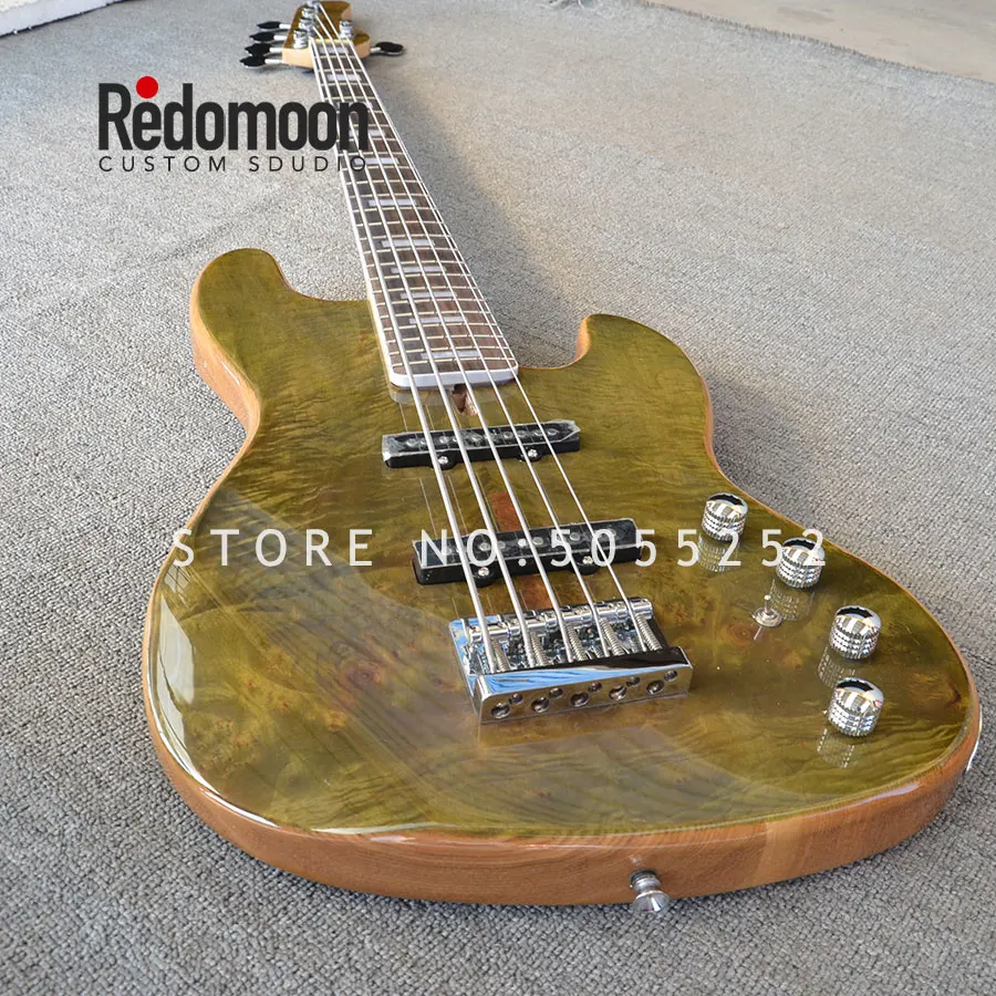 

Factory custom 5 strings bass with Ash body Eye poplar top 2 Battery box electric bass guitar musical instrument shop