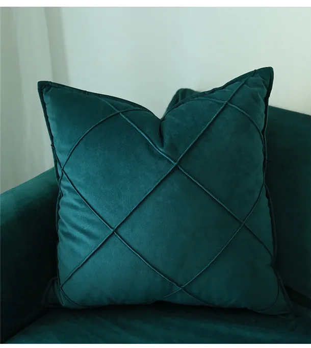 Высококачественная приятная на ощупь наволочка для подушки, большие клетчатые декоративные подушки, роскошные чехлы, Cojines Decorativos Para, диванная подушка для женщин, шикарная - Цвет: Forest Green