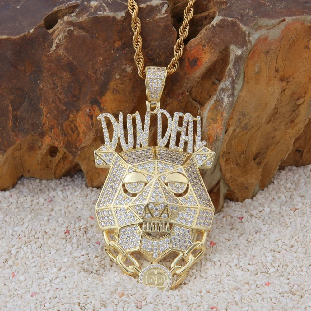 BLING KING Custom Dun Deal ожерелье в стиле хип-хоп с кубическим цирконием, золото, серебро, CZ камень