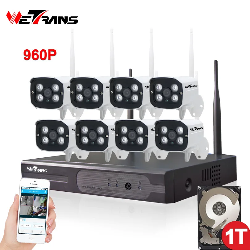 

Outdoor Security Camera System Wireless 8CH 960P HD 20m Night Vision Waterproof Home Use 1TB Wifi Camera Surveillance Kit