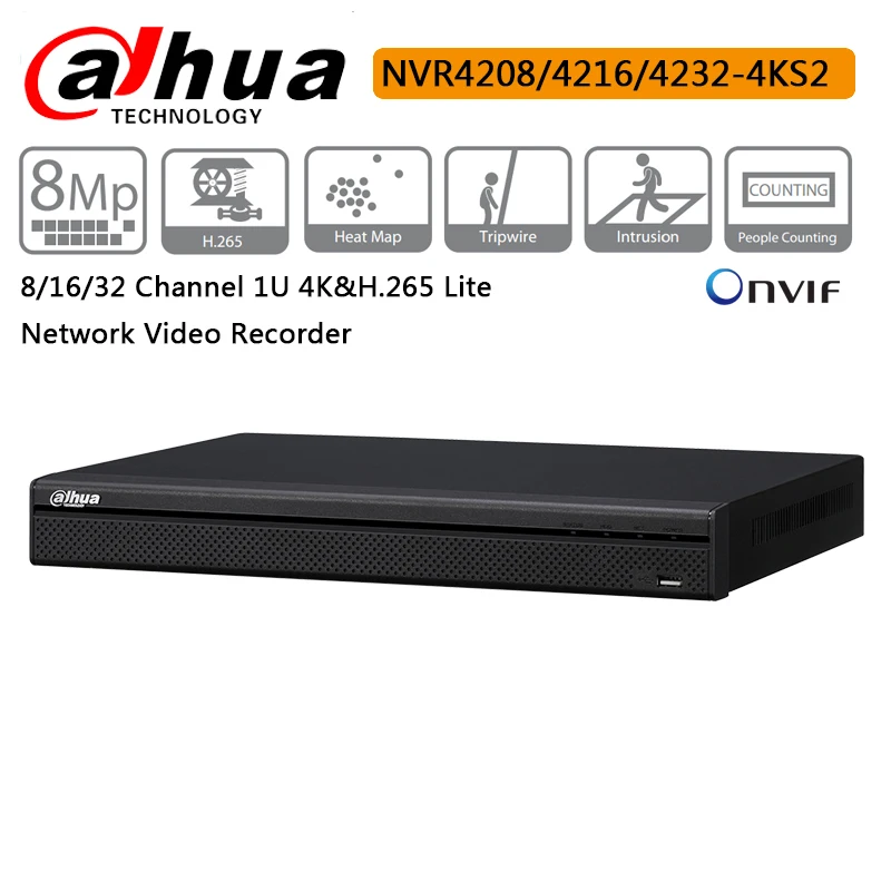 Dahua 8CH 16CH 32CH NVR4208-4KS2 NVR4216-4KS2 NVR4232-4KS2 4K и H.265 Lite Сетевой Видео Регистраторы с 2SATA Интерфейс