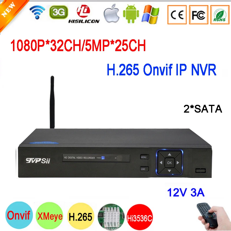

5mp/4mp/3mp/2mp/1.3mp/1mp IP Camera Blue Panel Hi3536C XMeye 2*SATA 5MP 25CH/1080P 32CH WIFI H.265 Onvif CCTV NVR Free Shipping