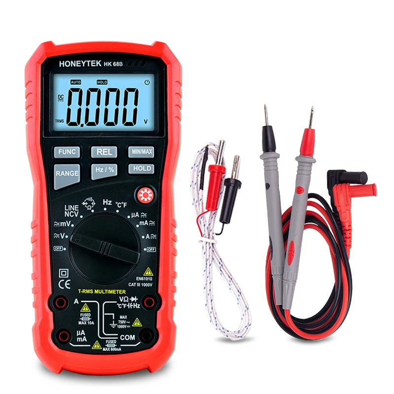 

Temperature Multimeter True RMS Digital ESR Meter Electric Voltmeter Current Tester Current Pocket Multi-tester Ohmmeter Probes