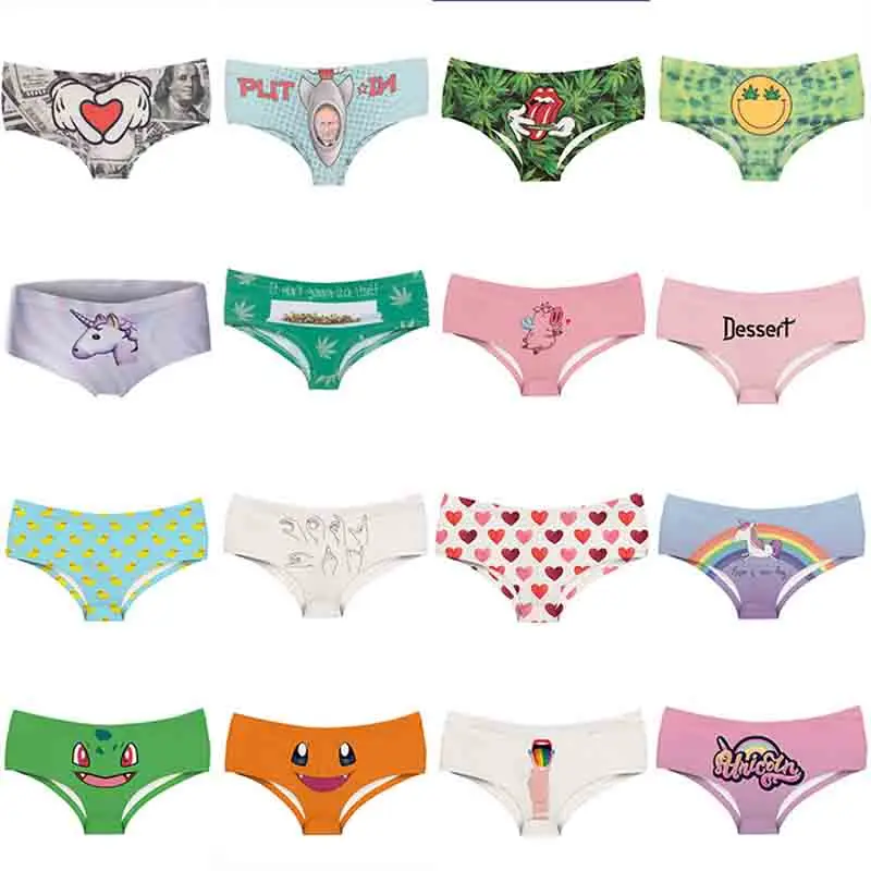 

Emoji Face Yellow Duck Pokemon Hot Female Lingerie Thongs Briefs Print Underwear For Women Cute Panties For Lady