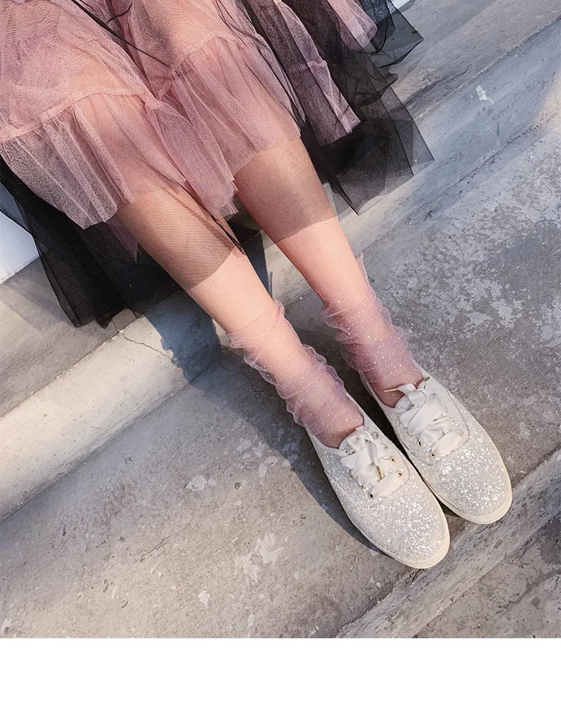 SP& CITY, романтические прозрачные блестящие женские носки, тонкие, летние, короткие носки, модные, Harajuku, сетчатые, хипстерские