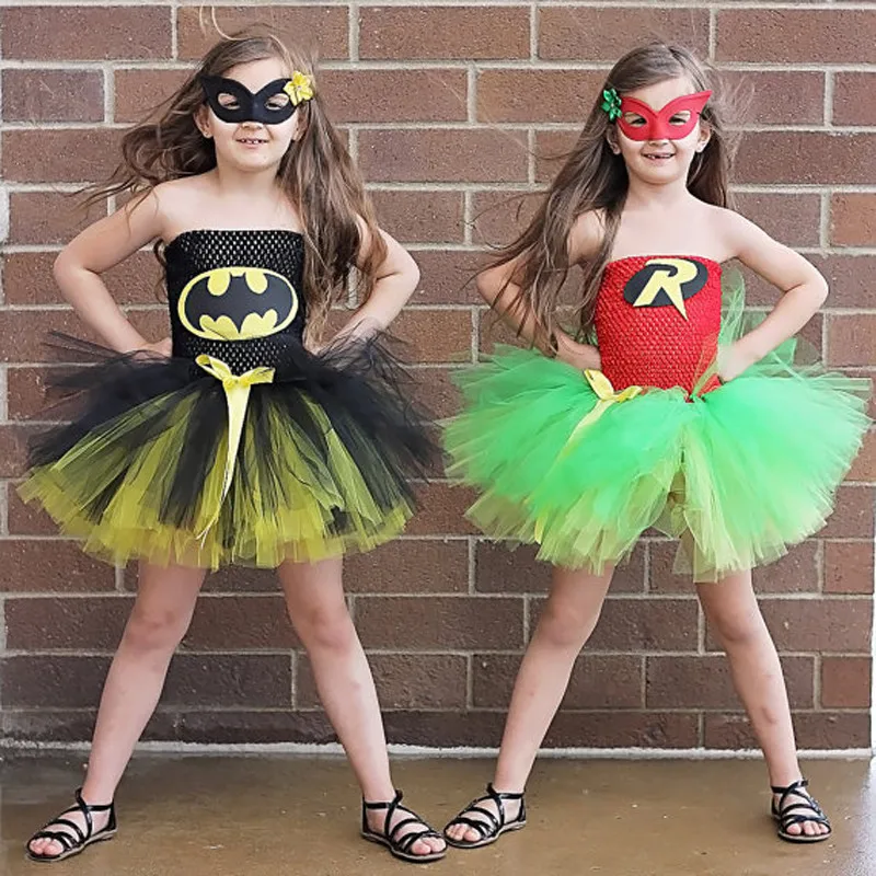 

Batman Robin Costume for Girls Birthday Party Fancy Dress Halloween Carnival Fantasias Superhero Cosplay for Kids Skirt