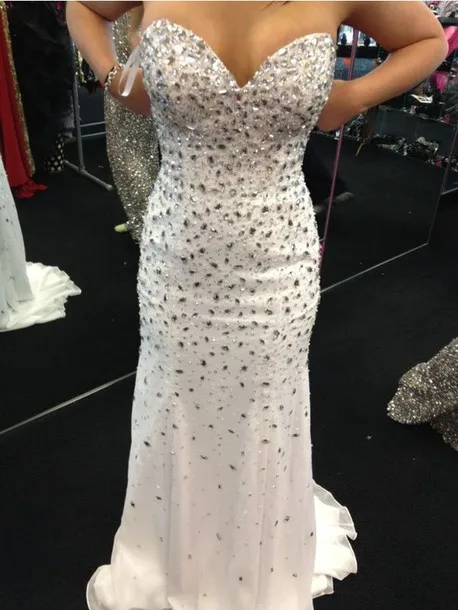 

Vestido De Festa 2019 Sweetheart Long Mermaid Prom Dresses With Crystal Beading Evening Party Dress Formal Gowns Custom Made