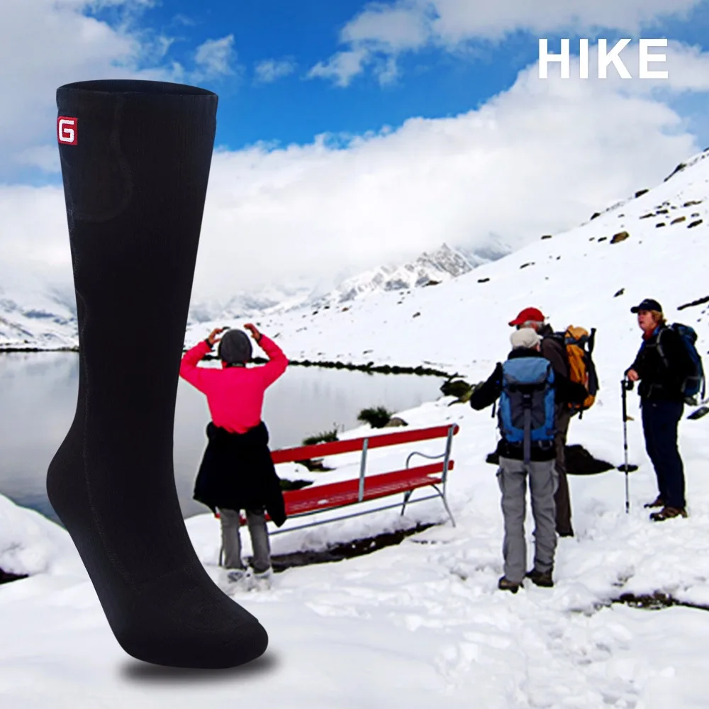 3,7 V Электрический носок Спорт с подогревом литиевая батарея черный холодный зимний для мужчин и женщин