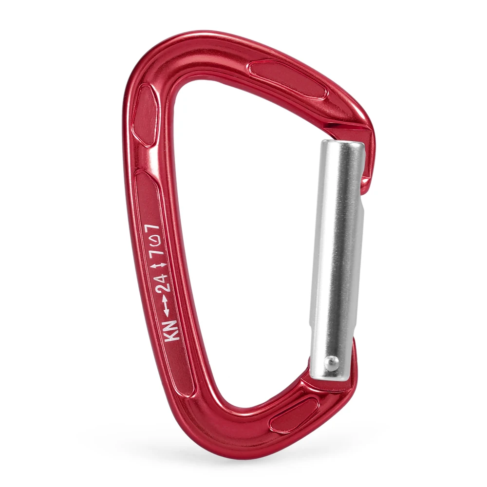 22KN / 24KN Climbing Canyoning Backpacking Hammocks Key Nose Carabiner Straight/Bent Gate Carabiner Non-locking Gate Carabiner - Цвет: Straight gate-Red