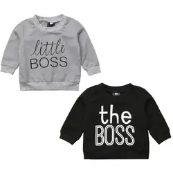Маленький босс Дети для маленьких мальчиков для девочек осенняя одежда с длинным рукавом и буквенным принтом пуловер худи Толстовка Топы
