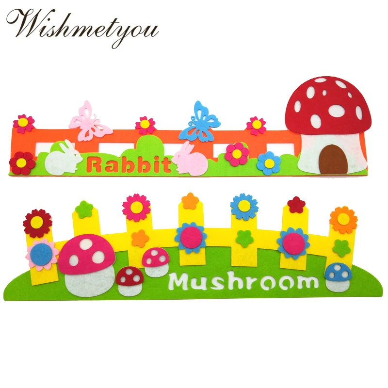 

WISHMETYOU 49.5cm Mushroom Felt Guardrail Cute Rabbit Flower For Decor Kids Home Kindergarten Crafts Supplies Non Woven Fabric