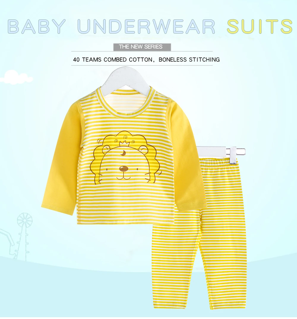 Длинные подштанники для детей, 95% хлопок, г., новые весенние Стильные пижамные костюмы осенние теплые детские комплекты с длинными рукавами одежда для сна для девочек и мальчиков