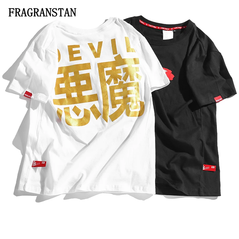 

Female Spring Summer New O-Neck Short Sleeve T-Shirt Fashion Letter Devil Print Oversize Tees Women Loose High Quality Tees Q362