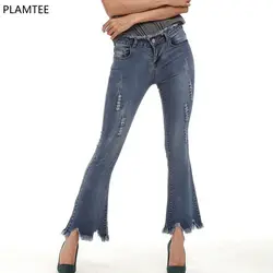Новый 2017 кисточкой расклешенные женские джинсовые брюки Мода сезон: весна-лето Broeken Dames джинсы для женщин плюс размеры S-5XL тонкий дикий