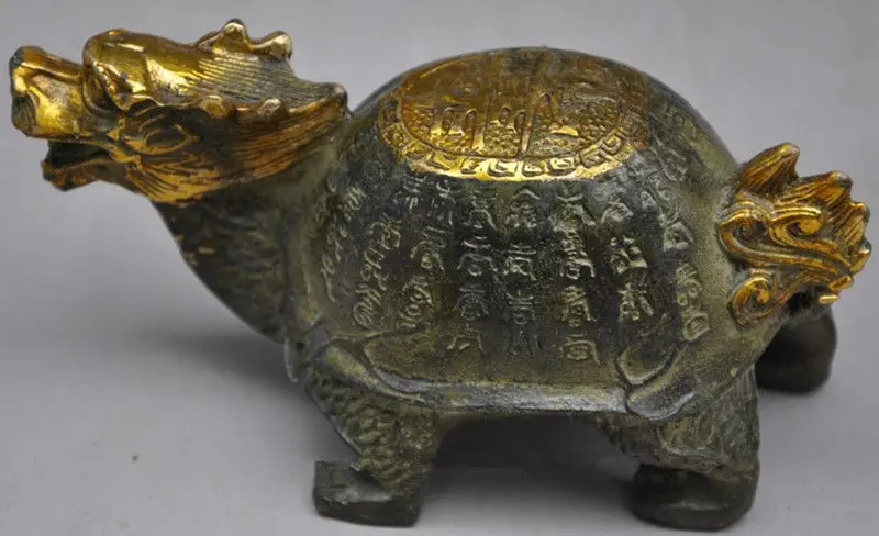 

old china chinese fengshui bronze Dragon turtle tortoise longevity lucky statue