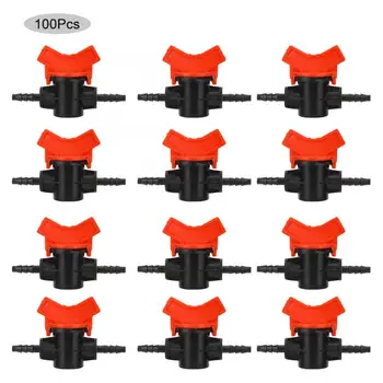 

100pcs 4mm Hose Quick Connector 2-Way Ball Valve Garden Irrigation Watering Water Gun Drip Tape Pipe Connector