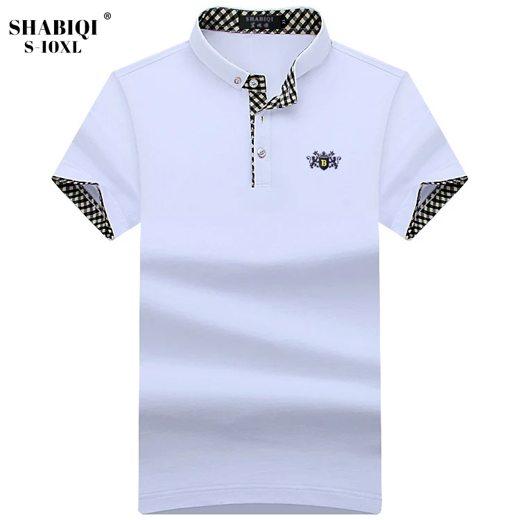 SHABIQI размера плюс S-10XL, новая брендовая мужская рубашка поло из хлопка и дышащей ткани с коротким рукавом, повседневная мужская рубашка поло со стоячим воротником, 5XL