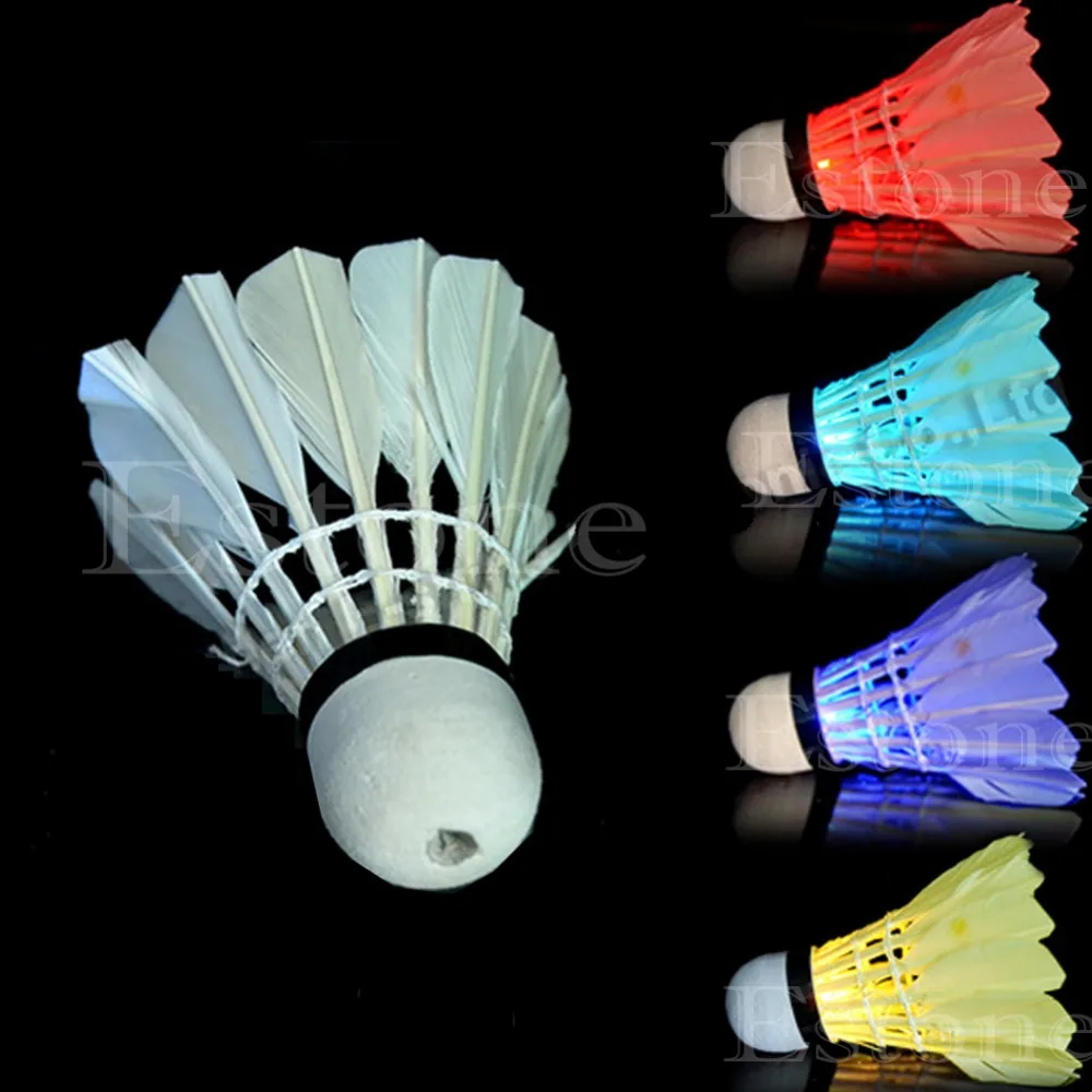 Birdies Lighting Dark Night Colorful LED Badminton Shuttlecock 4 Pcs