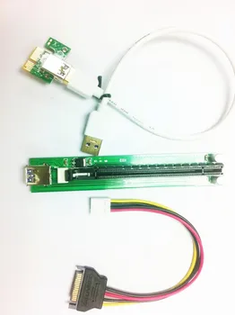 

PCI-E Express 1X to 16X Riser Card +USB 3.0 Extender Flexible Extension Cable with power supply for bitcoin litecoin miner 30cm