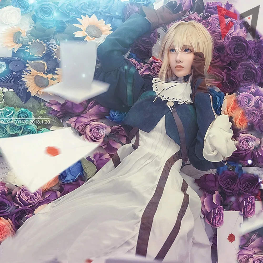 

Mmgg 2018 Japanese Anime Violet Evergarden Women Cosplay Costume Full Set custom made Dress High Quality
