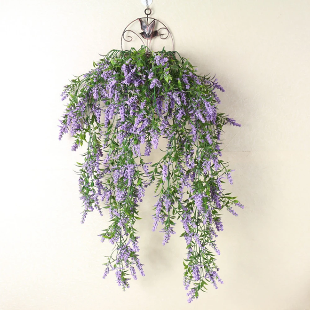 

Artificial wall hanging fake flower vine DIY wedding living room bunch decor flower basket rattan lavender wall hanging wisteria