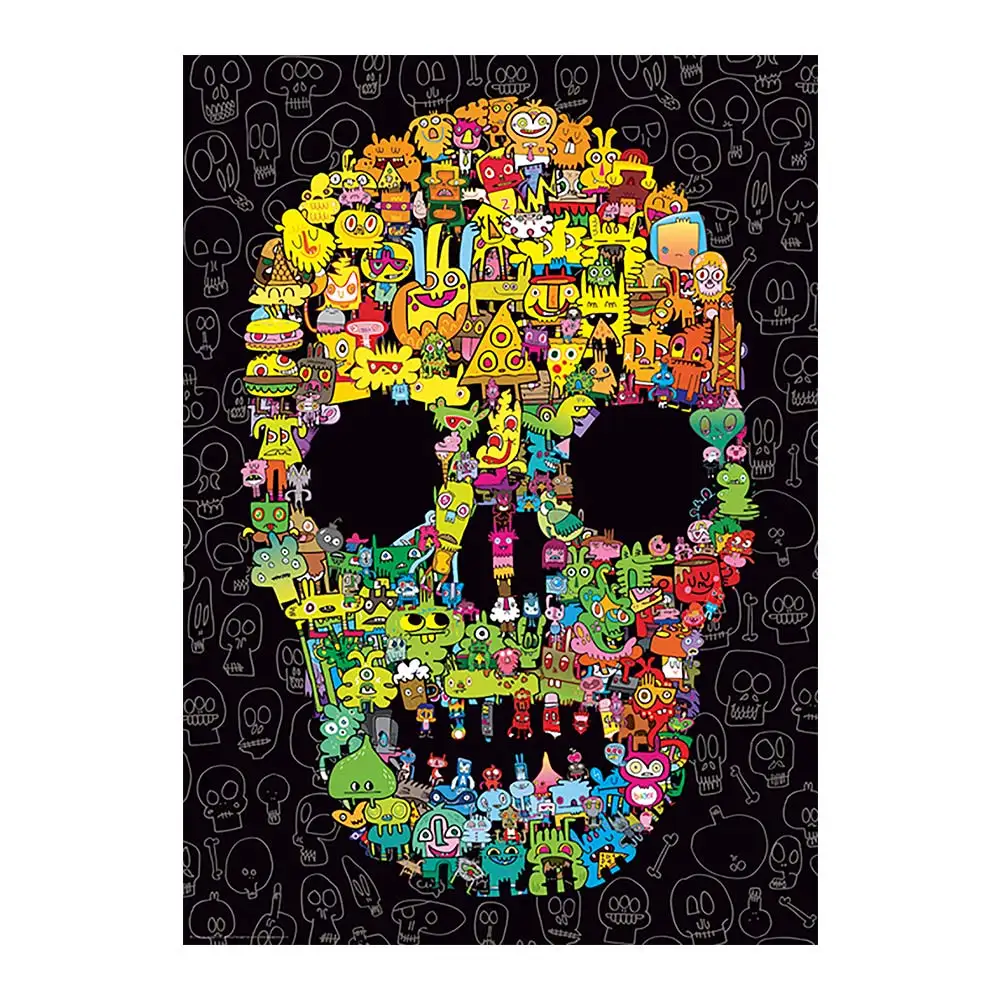 

halloween Skull Diamond Painting Full Round Black bottom New DIY Sticking Drill Cross Embroidery 5D simple Home Decoration