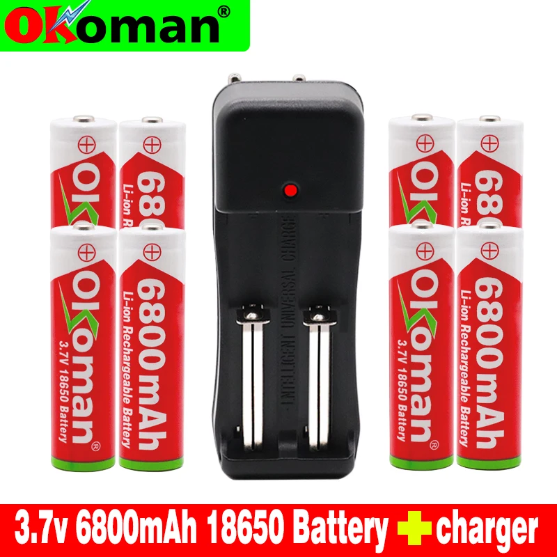Известный бренд Okoman 18650 аккумулятор 3 7 В 6800 мАч перезаряжаемый литий-ионный с