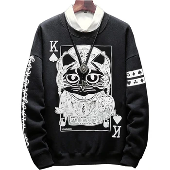 

Winter Plus size 2xl-8xl 9xl men Wool Liner Hoodies print Chinese style outerwear large male o-neck collar Sweatshirts 160 cm