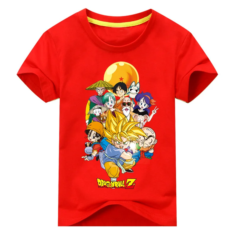 Коллекция года, Детская летняя футболка с короткими рукавами и рисунком «Жемчуг дракона» для мальчиков, футболка одежда для девочек детские футболки с 3D принтом «Гоку», DX017 - Цвет: Type1 Red