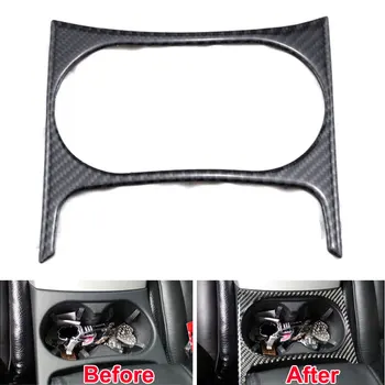

Car Interior Carbon Fiber Water Cup Holder Cover Trim Frame Decoration Garnished Bezel Fit For Audi Q5 2010 2011-2015 Accessory