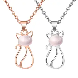 Роскошные кошки Ожерелья для мужчин Jewelry ленты розового золота Цепочки и ожерелья цепь 30% 925 Щепка розовый опал Цепочки и ожерелья подвеска