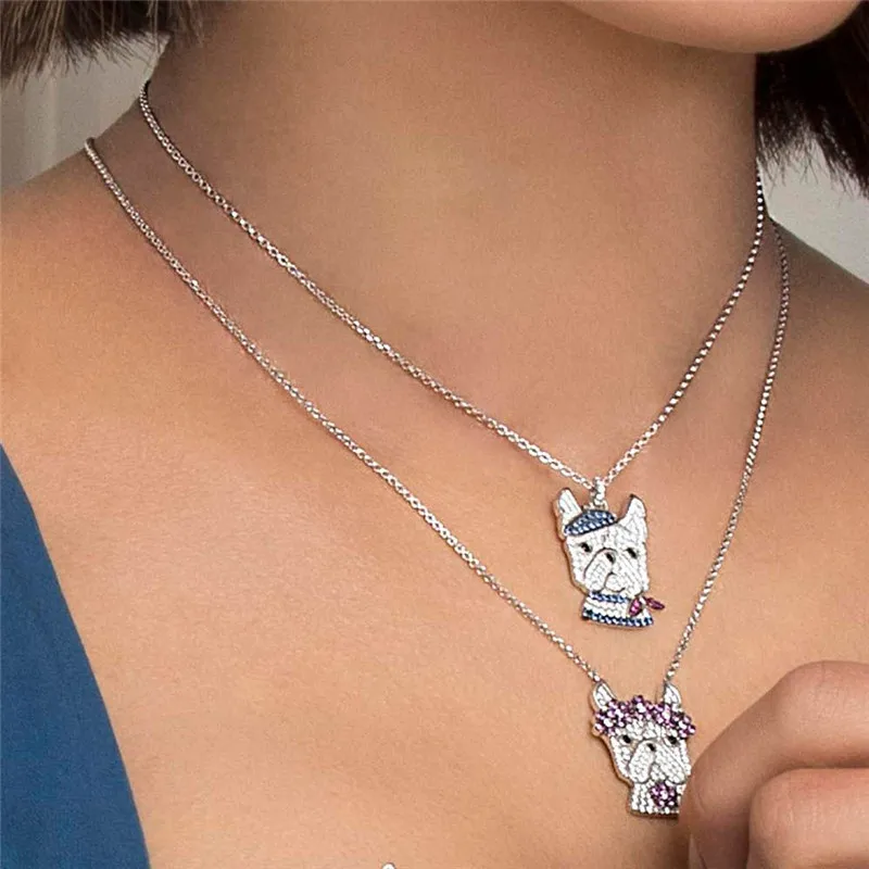 

ZEF AP 925 sterling silver necklace, stylish new dog version, chain adjustable, exquisite trend new charm ladies jewelry.