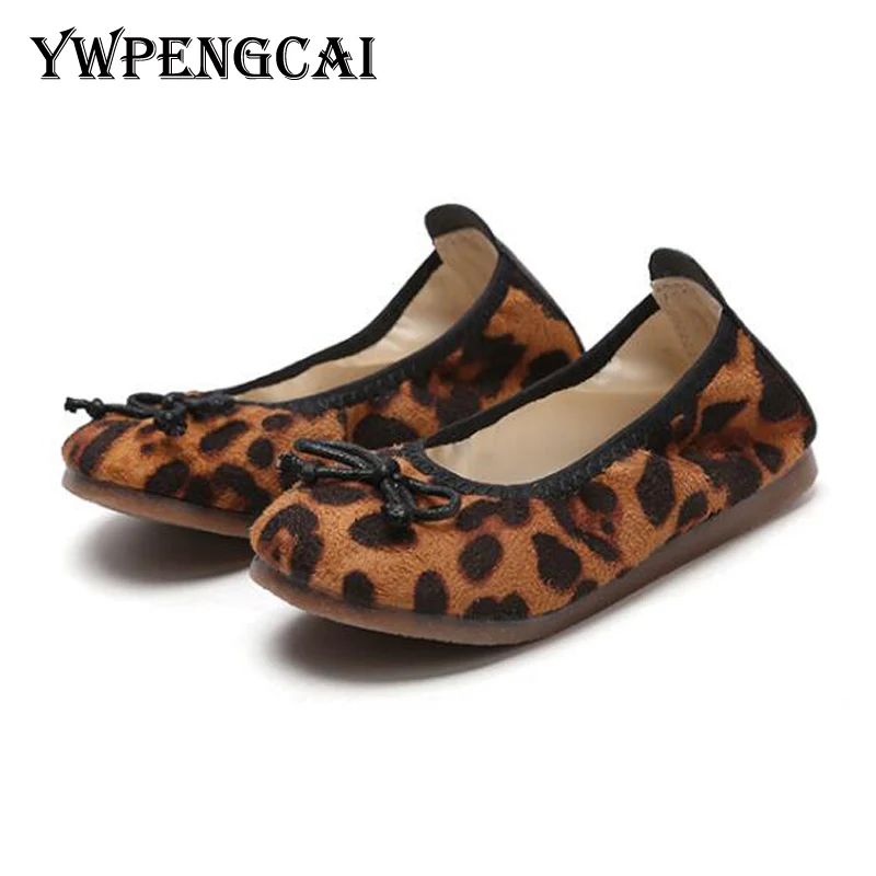 

Soft Flexible Toddler Girl Shoes Small Cute Bowtie Leopard Flat Moccasins Loafers Shoes Size 21-35 Spring Autumn Girls Shoes