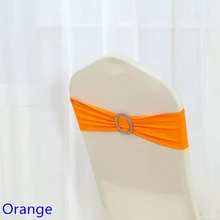 Оранжевый Цвет блестящие круглые пряжки Подвязка из спандекса для стула ленты для свадебных стульев лайкра стрейч на стул диапазона универсальный отель вечерние show