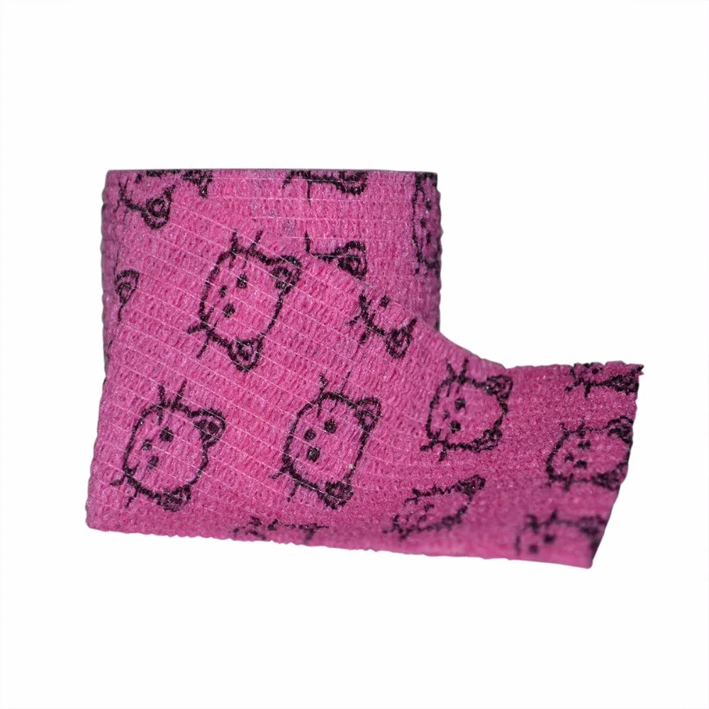 12 Rolls Bandage First Aid Stretch Tape Cat&dog Cohesive Gauze Cartoon 5cm*4.5M