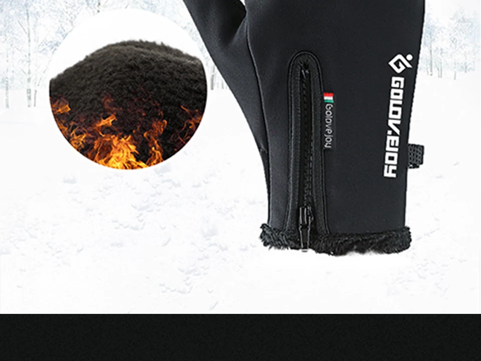 Ветрозащитные перчатки, противоскользящие ветрозащитные теплые сенсорные перчатки, дышащие зимние мужские и женские перчатки на молнии