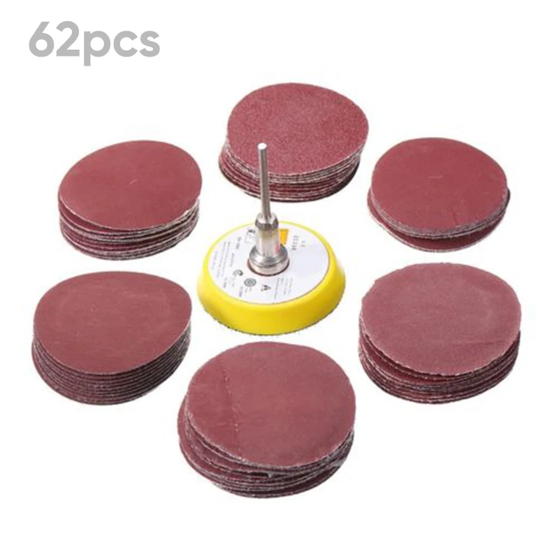 

Grinding Sanding Discs Polishing Polisher 60pcs 50mm 100-2000Grit Sandpaper Backing Pad Shank Rotary Replacement