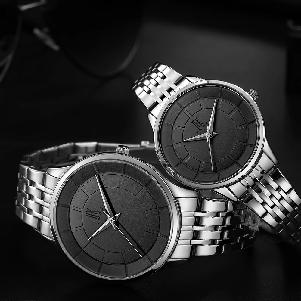 Пару часов женские простые черные Наручные Любители часы Мужские лучший бренд 2018 г. Роскошные женские кварцевые часы для мужчин