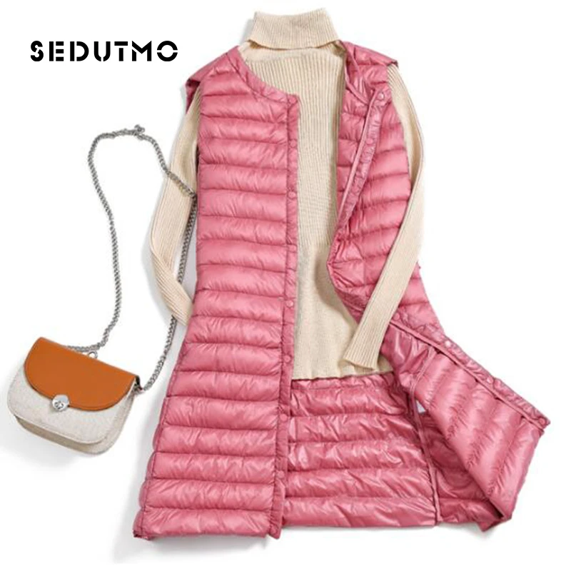 

SEDUTMO Winter Womens Down Jackets Long Ultra Light Duck Down Coat Autumn Puffer Jacket Slim Parkas ED487