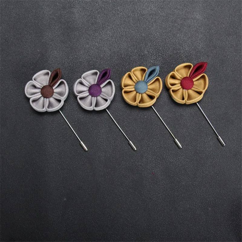 BoYuTe (10 Pieces/Lot) Handmade Fabric Flower Lapel Pin Fashion Men Lapel Pins and Brooches