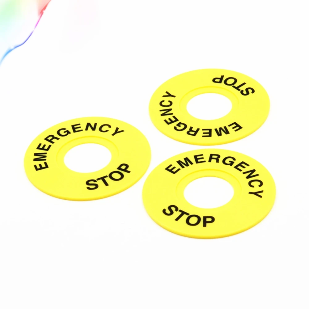 

10PCS Emergency stop button switch alarm ring 60mm yellow sign button box STOP opening 22mm