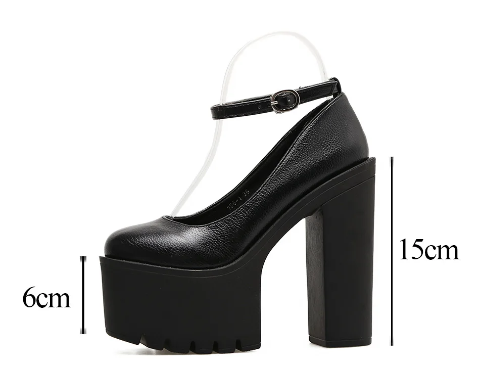 Gdgydh/женские туфли-лодочки; сезон весна-осень; женские пикантные кожаные туфли на платформе и Высоком толстом каблуке; женские черные туфли на платформе с резиновой подошвой