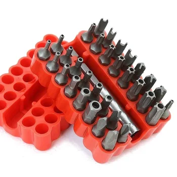 

Holder Kits Chrome Vandium Security Bit Set Tamperproof Star Hex Key Mini Electric Screwdriver Bits 33Pcs / Set