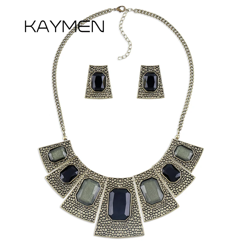 

KAYMEN 7 Sector Shape Antique Bronze Statement Vintage Necklace for Women Fashion Necklace Pendant