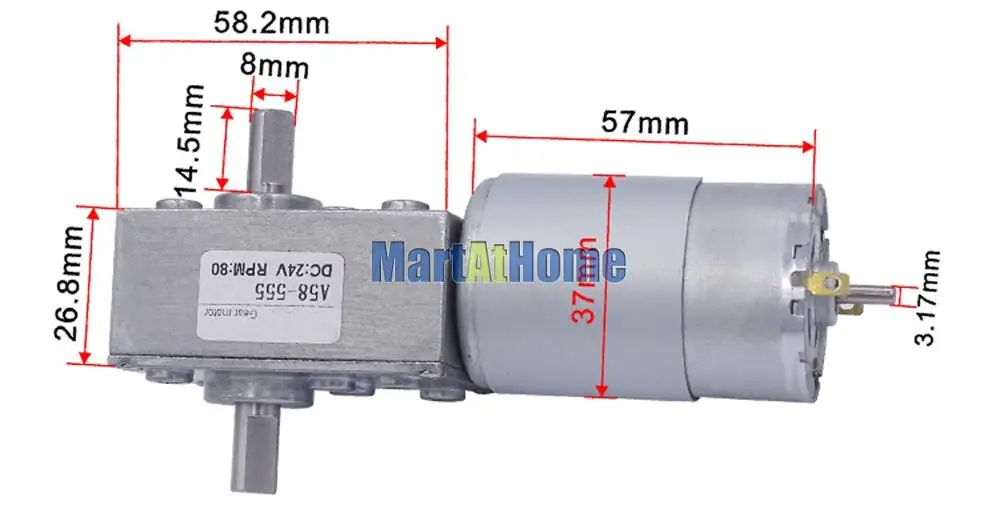 Двойной вал турбинный червячный привод DC шестерни ed Мотор 12V 24V 12~ 470 RPM вал 8mm высокий крутящий момент Реверсивный самоблокирующийся замок