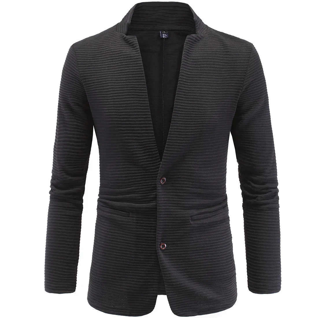 

2019 New Four Seasons Style Men Personality Without Collar Style Suit Stitching Knitted Men Youth Fashion Blazer Coat