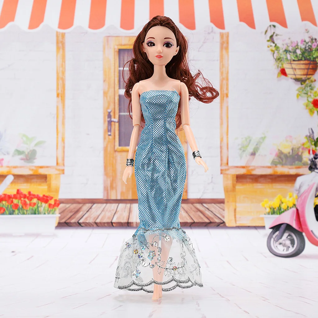 MagiDeal Doll Tube Top Lace Long Dresses Evening Dress for   Dolls Clothes Accessory